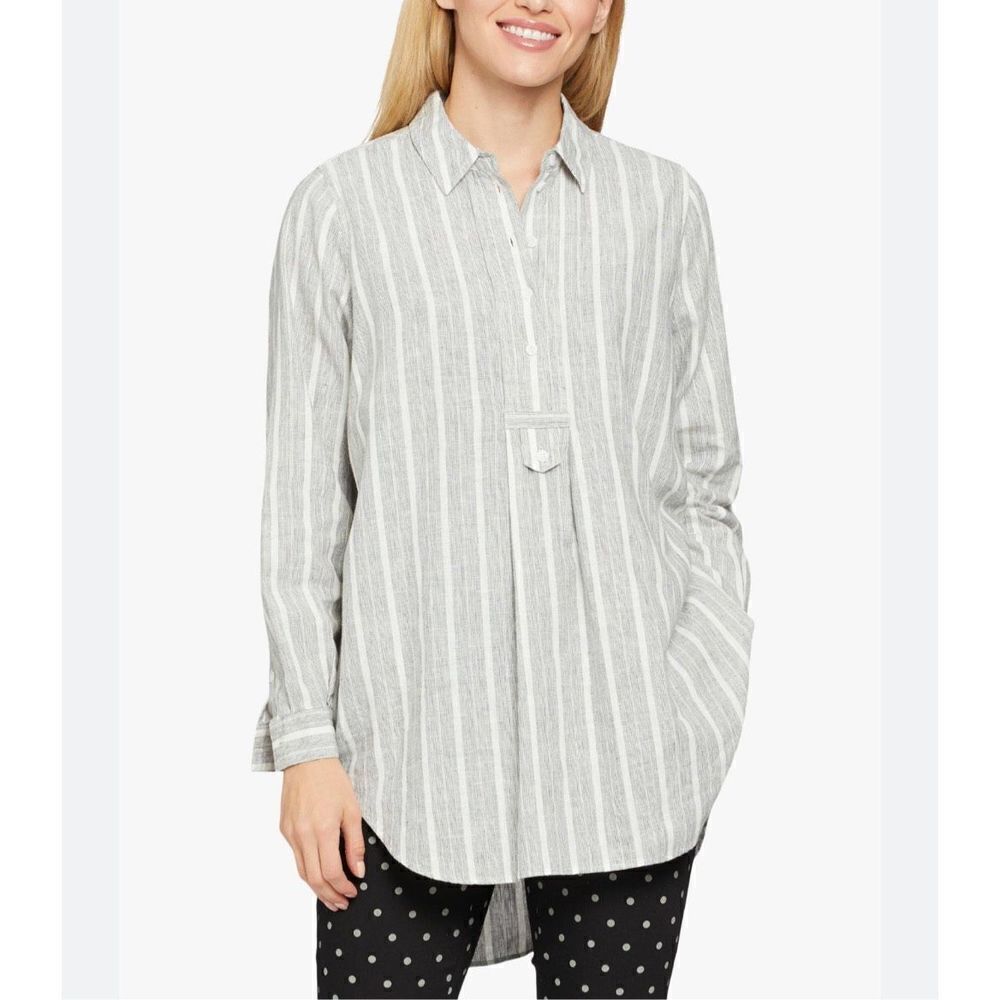 Masai Copenhagen Gene striped shirt blouse tunic linen/cotton blend size L